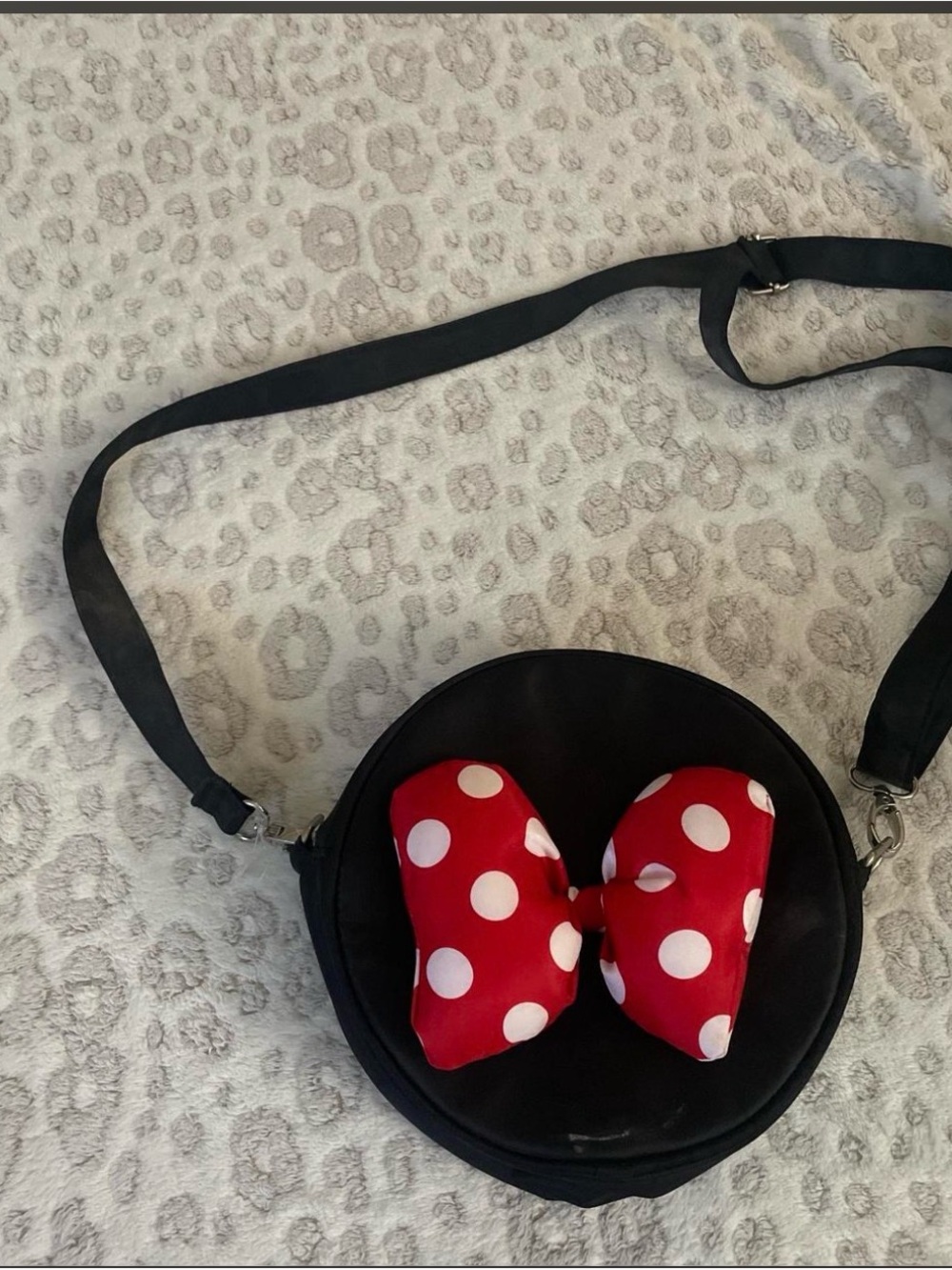 Kids Black Crossbody Bag with Red Polka Dot Bow